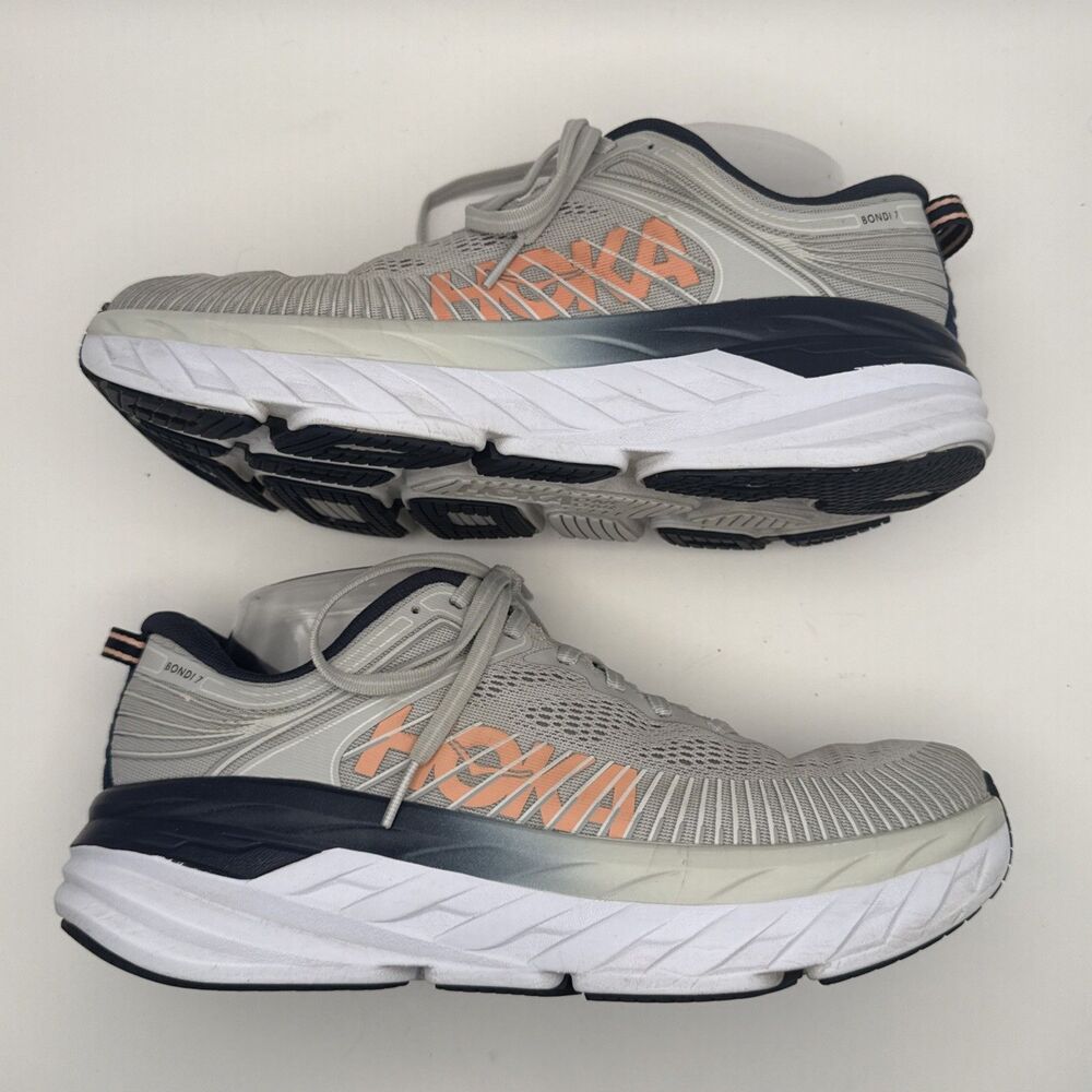 Hoka One One Bondi 7 Running Shoes Women 10.5 1110519 Lunar Rock Black Iris Walk